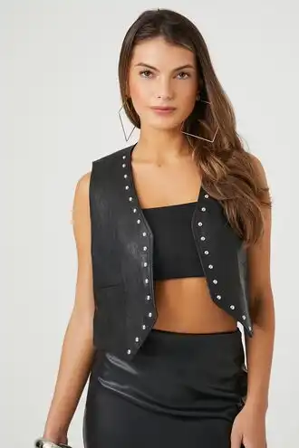 Studded Faux Leather Vest