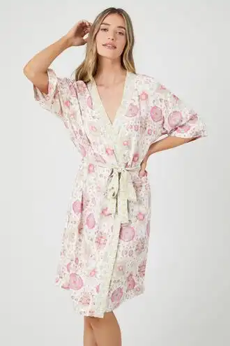 Ornate Print Tie-Waist Robe