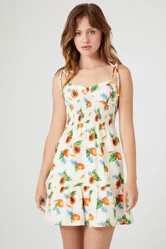 Tropical Fruit Print Mini Dress