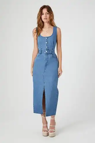 Sleeveless Denim Midi Dress