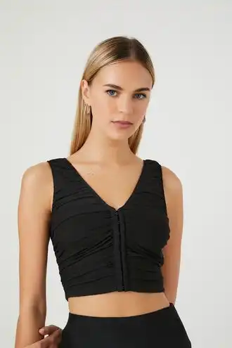 Ruched Mesh Crop Top