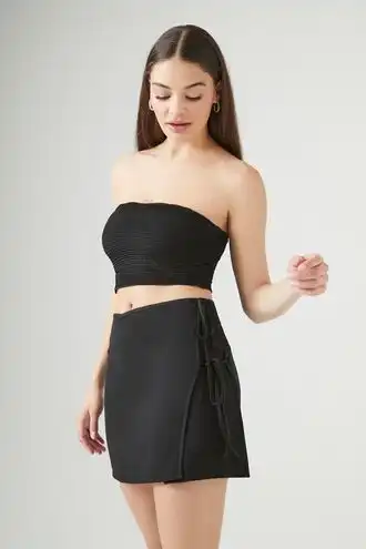 Self-Tie Wrap Mini Skirt