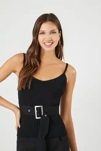 Compact Ribbed Sweater-Knit Cami