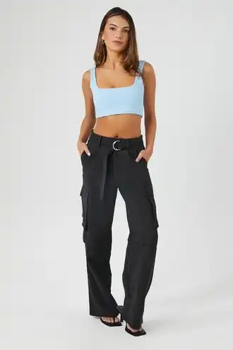 Belted Wide-Leg Cargo Pants