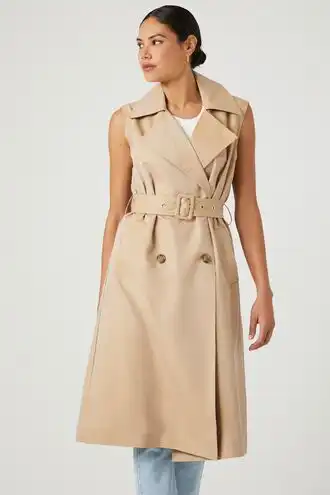 Belted Sleeveless Trench Coat