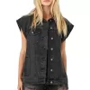 Floral Embroidered Denim Vest