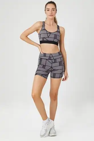 Geo Print Cutout Sports Bra