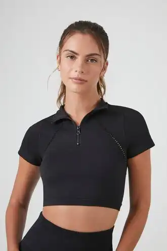 Active Seamless Half-Zip Crop Top