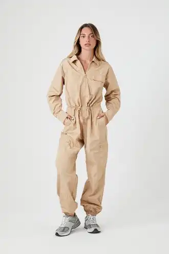 Zip-Up Drawstring Jumpsuit