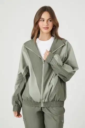 Two-Tone Poplin Bomber Jacket