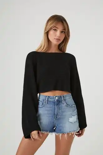 Surplice Open-Back Sweater