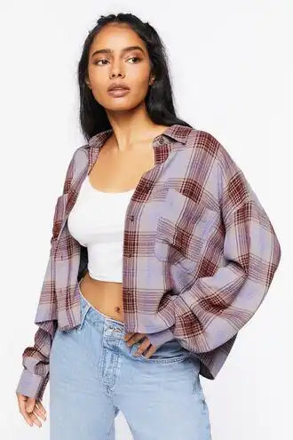 High-Low Plaid Shirt