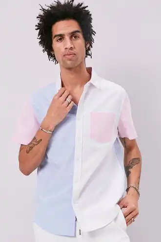 Colorblock Fitted Pocket Shirt