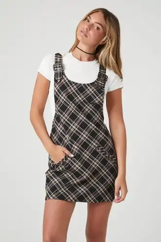 Plaid Overall Mini Dress