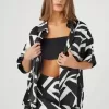 Satin Abstract Print Mini Skirt