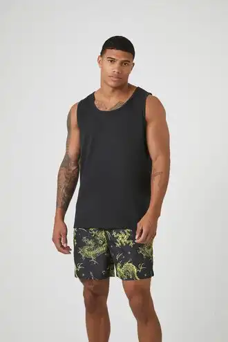 Dragon Print Swim Trunks