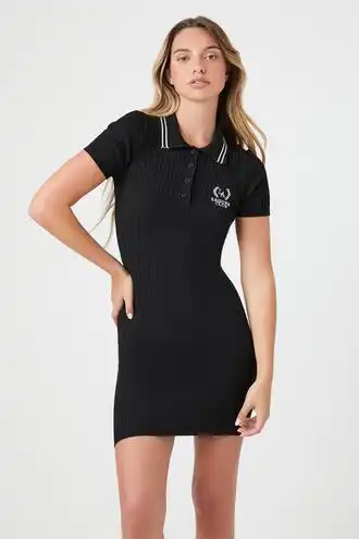 Sweater-Knit Embroidered Mini Dress