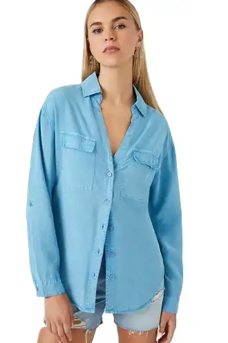 Chambray Drop-Sleeve Shirt