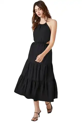 Tiered Halter Midi Dress