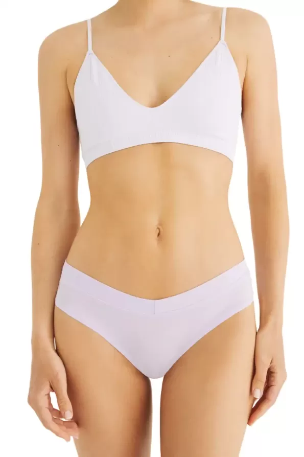 Wide lilac gathered Brazilian panties