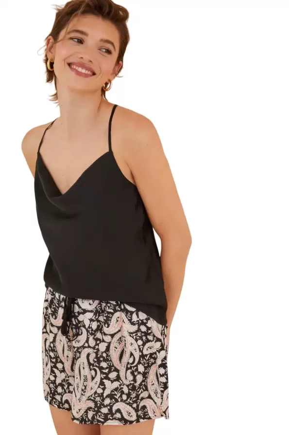 Short boho satin pajamas