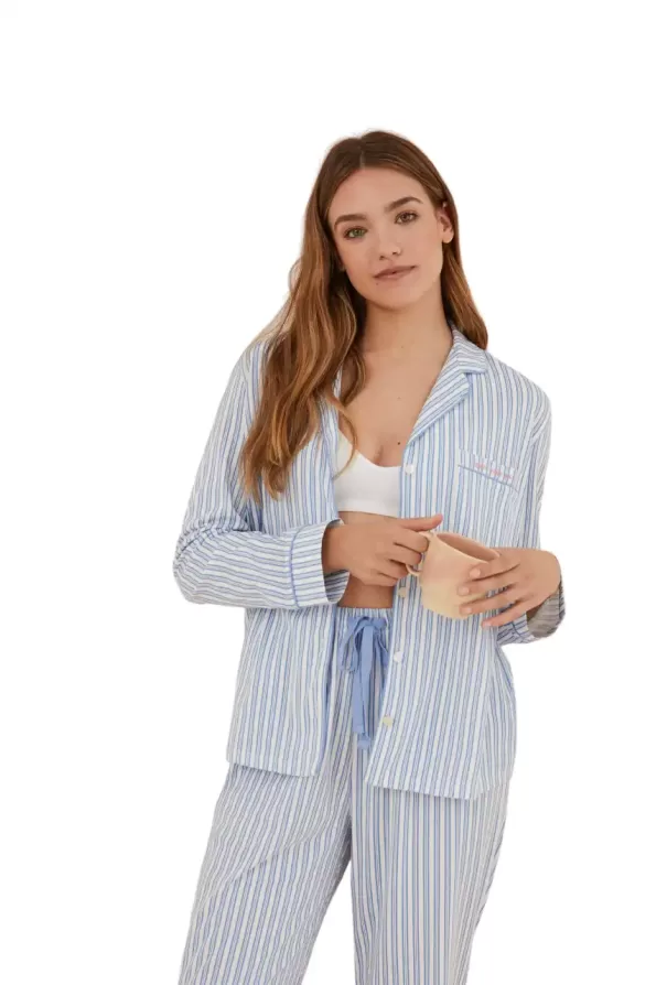 striped cotton shirt pajamas