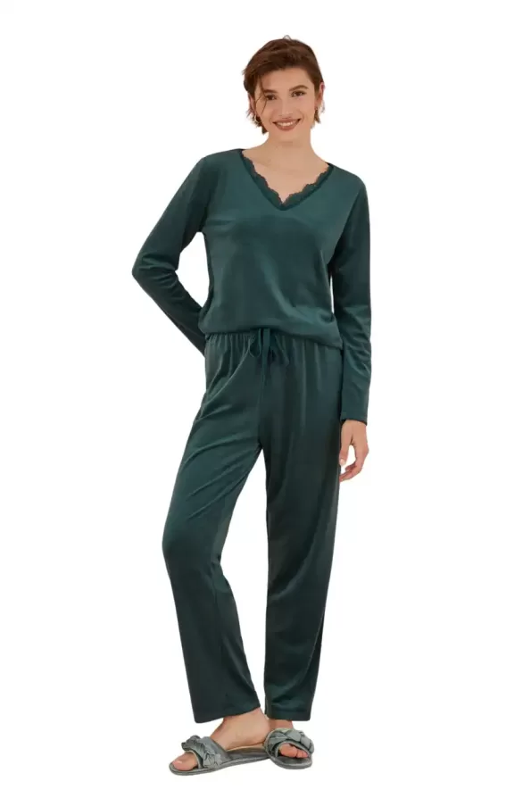 Super soft viscose green shirt pajamas