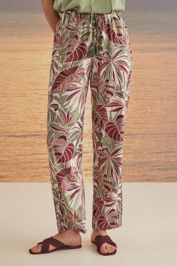 Tropical print long pants