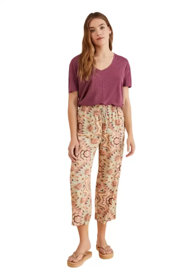 Multicolor printed Capri pants