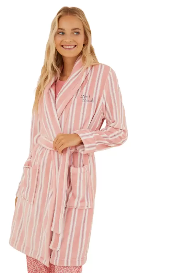 Striped fleece robe