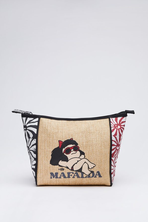 Medium raffia cosmetic bag Mafalda