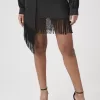 Satin Fringe Mini Skirt