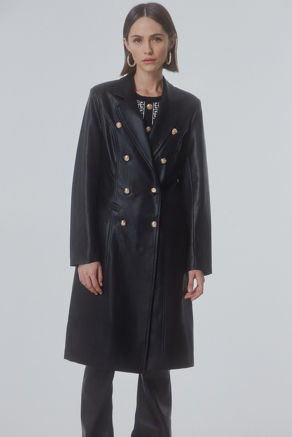 Leather effect trench coat – FigChic