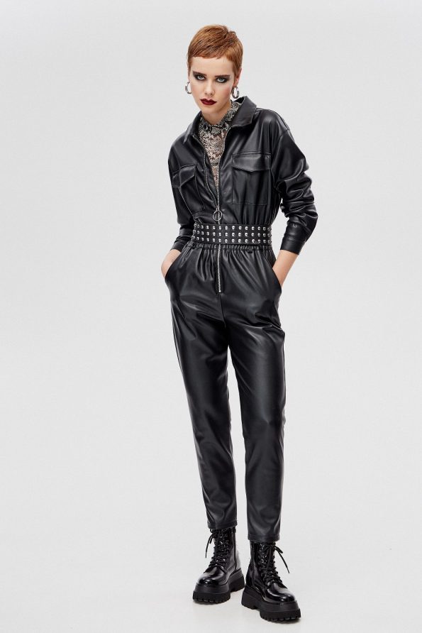 Leather look jumpsuit