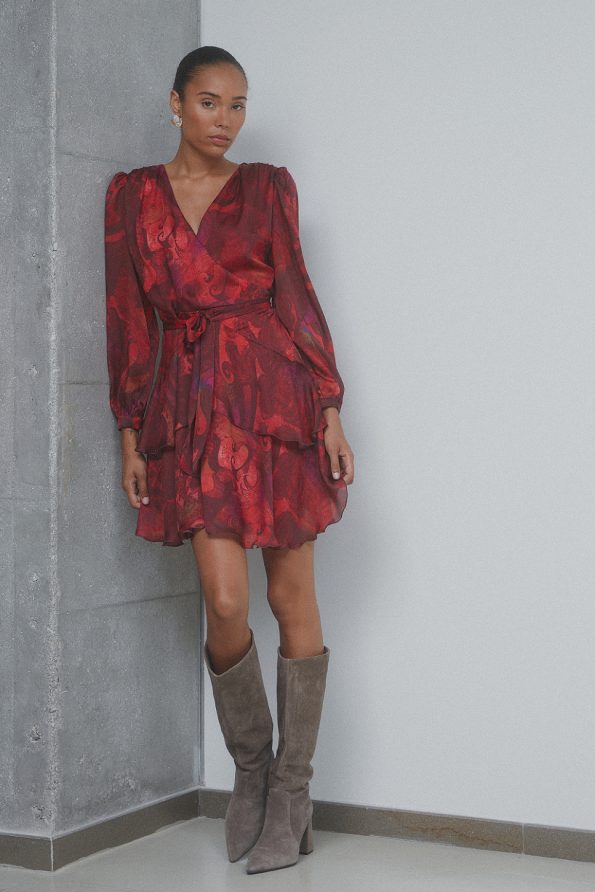 Mini printed dress with ruffles