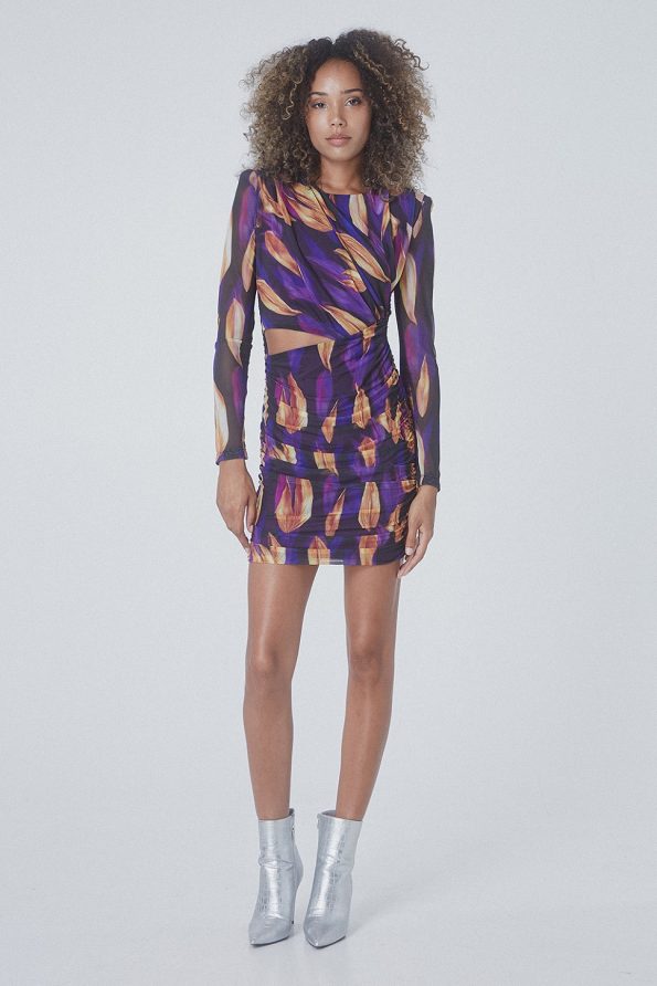 Mini printed cut out dress