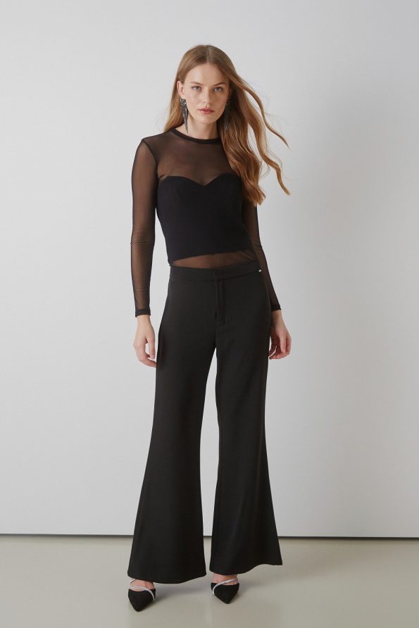 Full length flared trousers