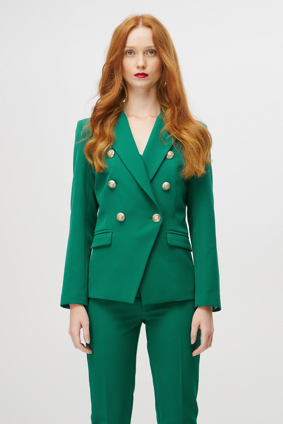 Double breasted blazer with bejeweled button – FigChic