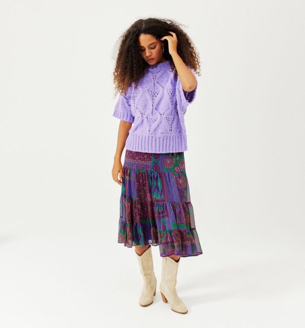 Frilly mid-length skirt