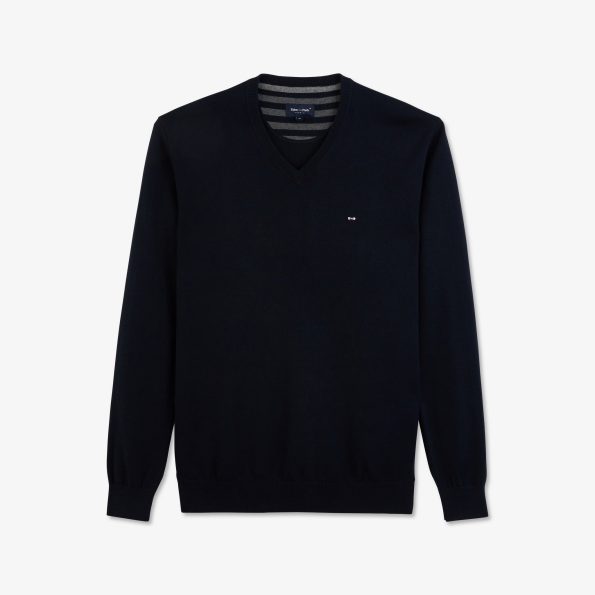 V-neck cotton jersey jumper