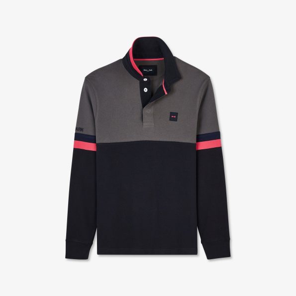 long-sleeved colourblock rugby shirt