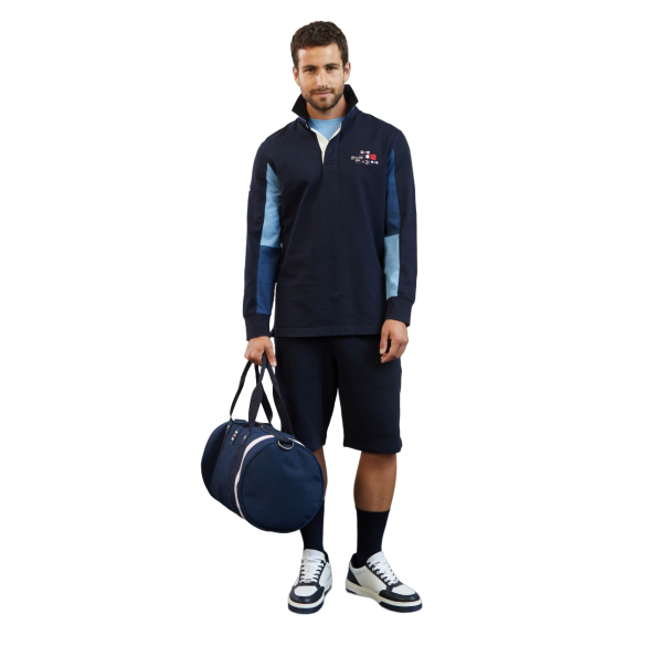 long-sleeved colourblock rugby shirt