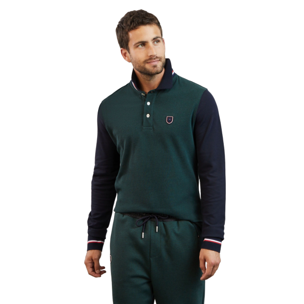 long-sleeved colourblock rugby shirt