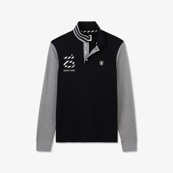 Long-sleeved colourblock polo shirt