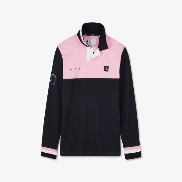 long-sleeved colourblock polo shirt