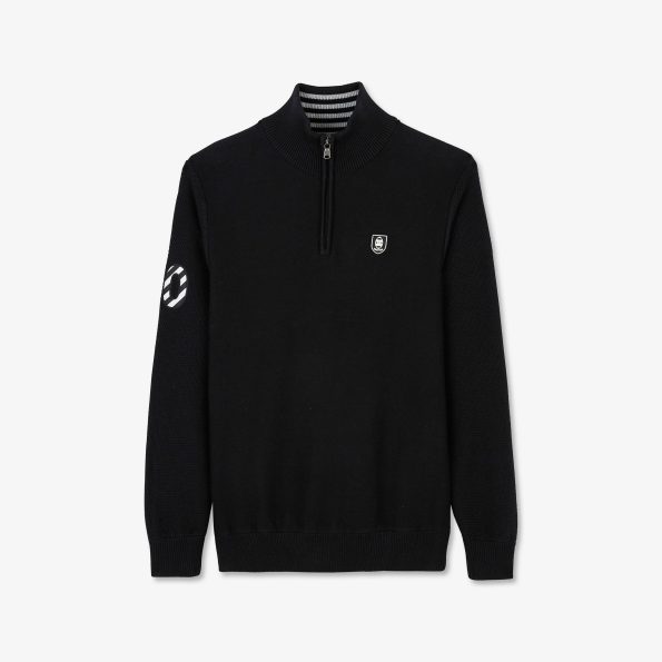 Zip-neck jumper with embroidery