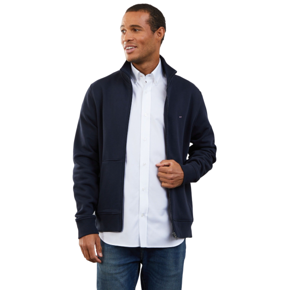 Zip sweatshirt with stand-up collar