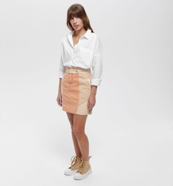 Short bicolor canvas skirt