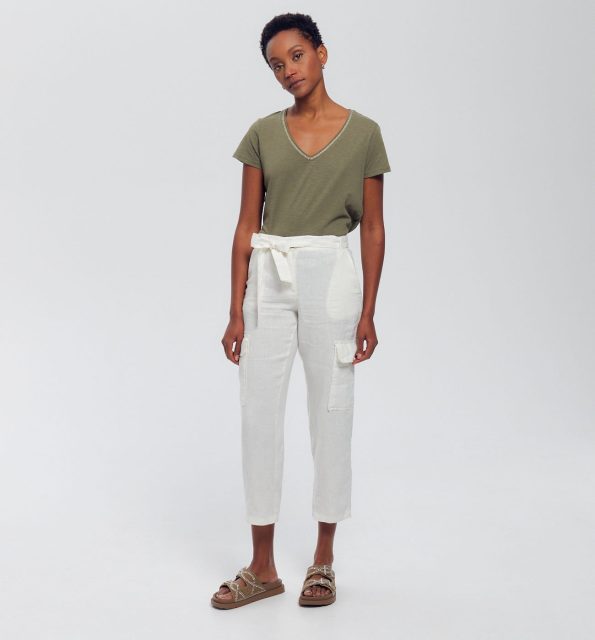 Linen cargo trousers