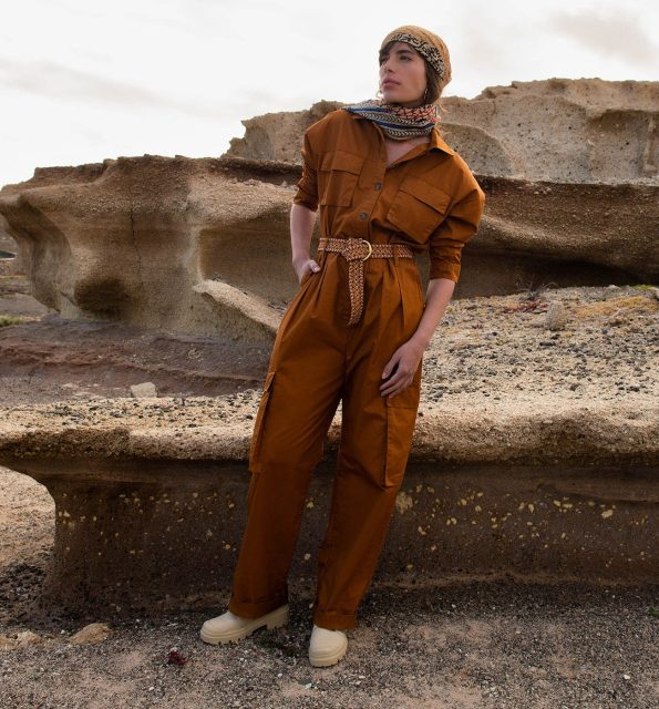 Cargo and chest pockets jumpsuit